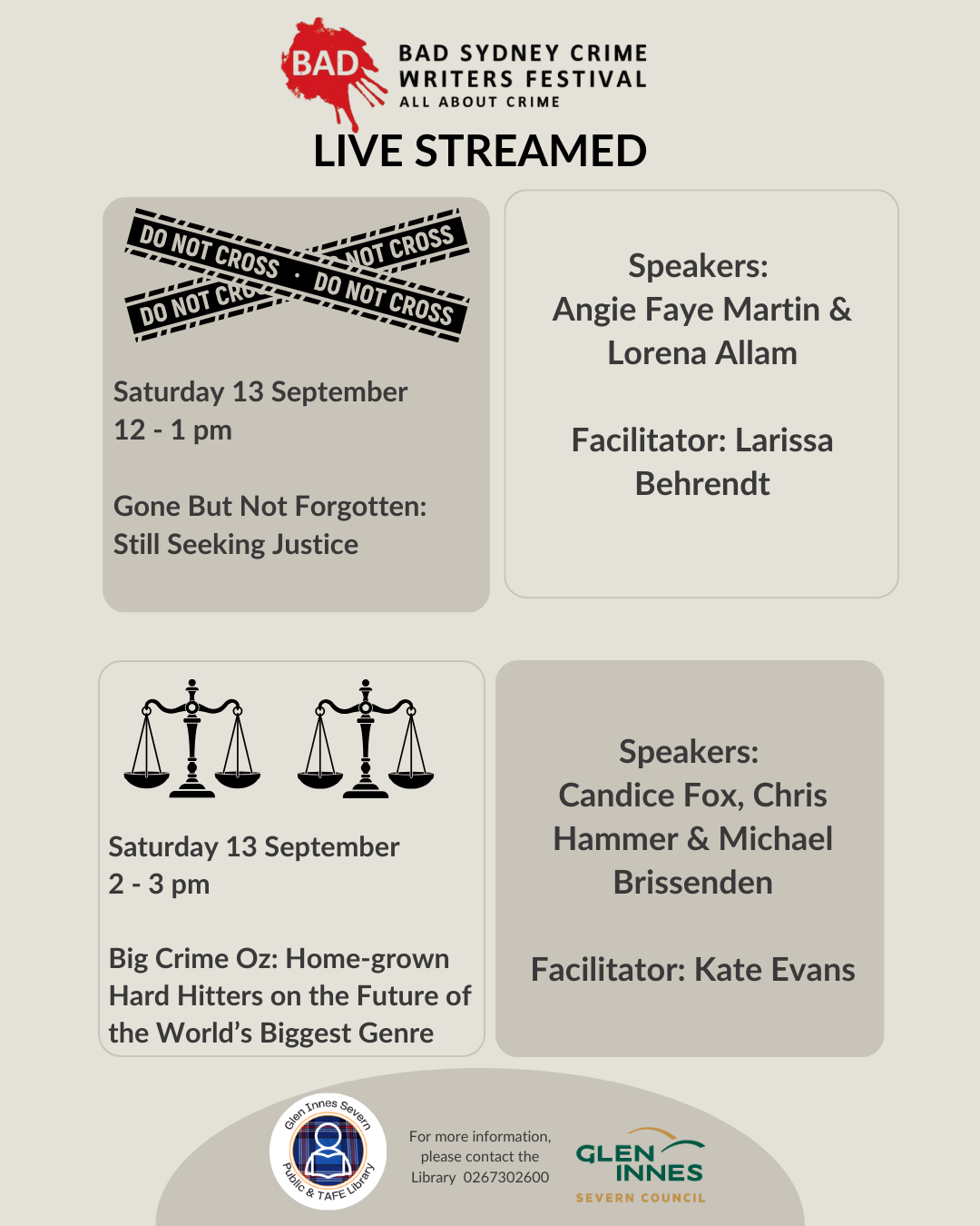 Bad Sydney Crime writers festival SATURDAY
